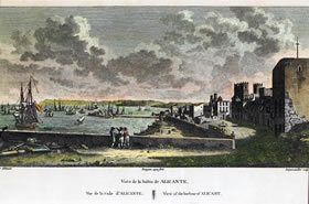 Vista de la bahía de Alicante, Pierre Didot (1806-1820). Laborde, “Voyage pittoresque et historique de l’Espagne”. Biblioteca Valenciana.