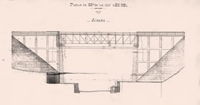 Proyecto del puente metálico sobre el río Vinalopó Km. 420,052, 1916. D. Muguruza. Archivo Histórico Ferroviario. FFE.
