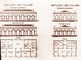 Proyecto de estaciones A. Elcoro Berecíbar, línea Alicante-Almansa, 1853. Archivo General de la Administración, Alcalá de Henares.