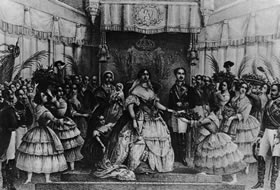 Isabel II y su esposo en la inauguración del Fc. Madrid-Alicante. Mayo 1858.